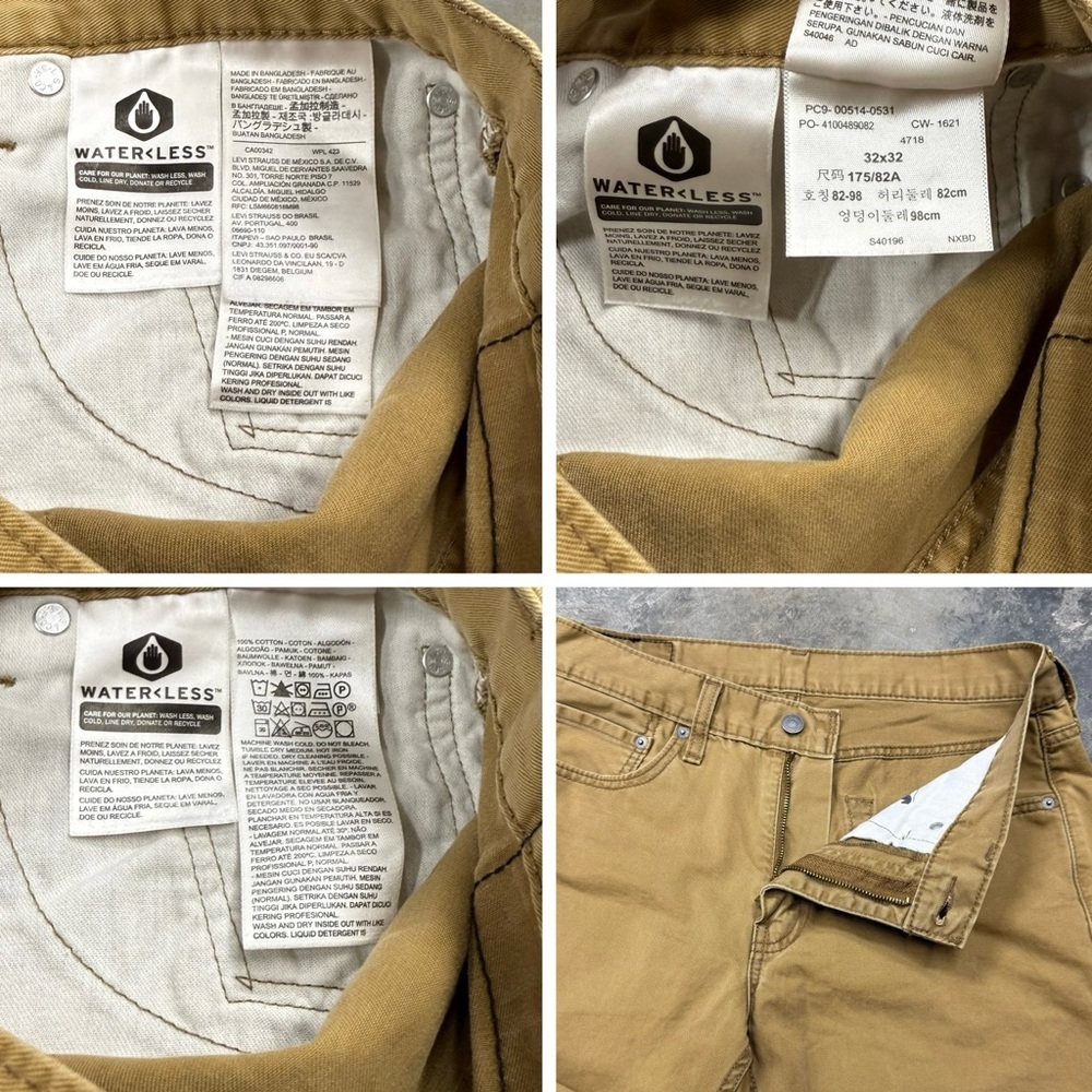 Levi’s 514 Straight Fit Khaki Jeans Men’s 32x32 - Picture 9 of 9